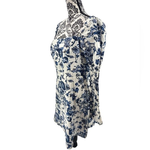 Missguided Navy and White Floral Puff Sleeve Mini Dress - Picture 7 of 12